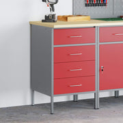 Vidaxl werkbank rood en grijs 50 x 55 x 85 cm engineered hout en staal - afbeelding 3