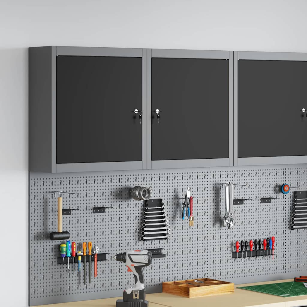 Vidaxl gereedschapskast met plank zwart en grijs 50 x 20 x 55 cm staal