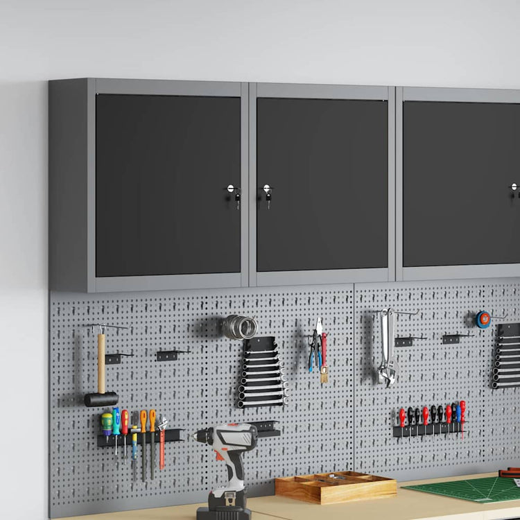 Vidaxl gereedschapskast met plank zwart en grijs 50 x 20 x 55 cm staal