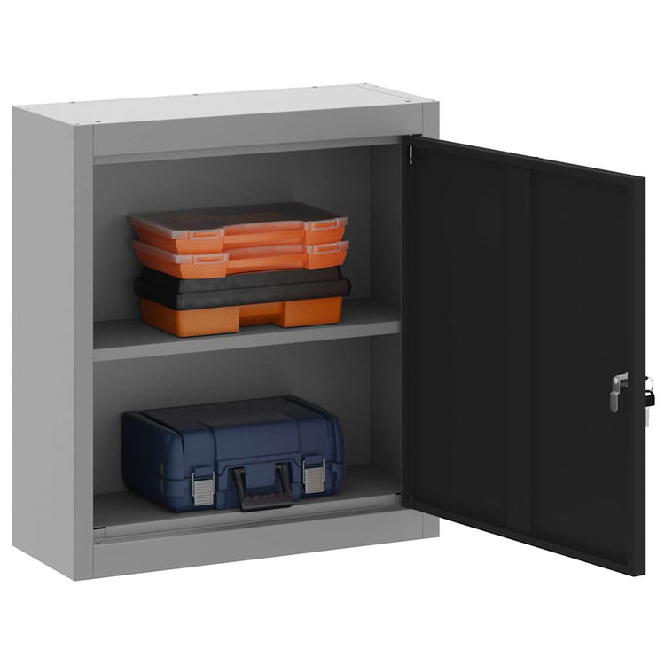 Vidaxl gereedschapskast met plank zwart en grijs 50 x 20 x 55 cm staal