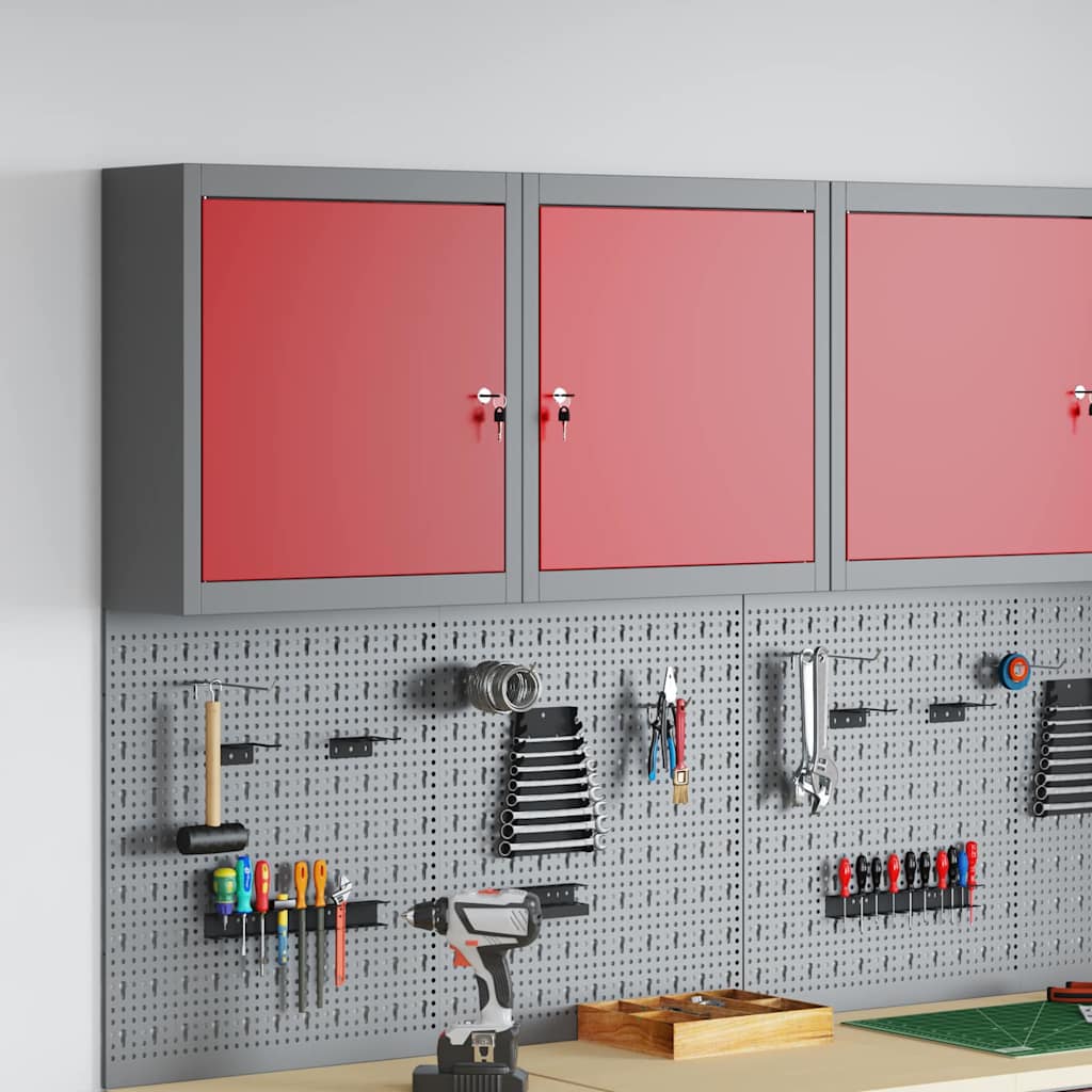 Vidaxl gereedschapskast met plank rood en grijs 50 x 20 x 55 cm staal