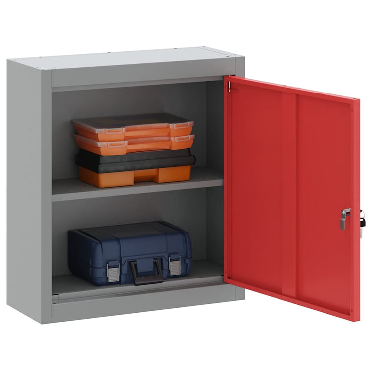 Vidaxl gereedschapskast met plank rood en grijs 50 x 20 x 55 cm staal