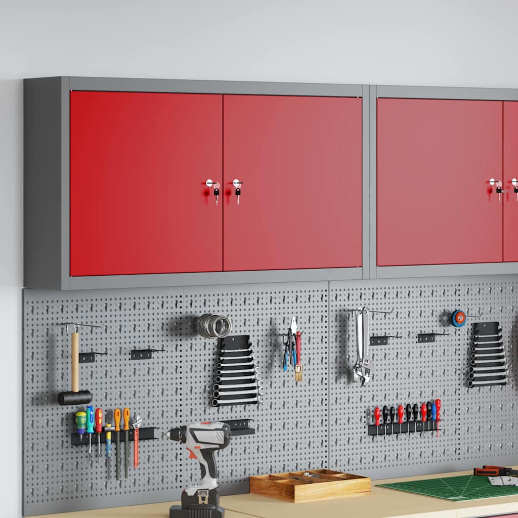 Vidaxl gereedschapskast met plank rood en grijs 100 x 20 x 55 cm staal