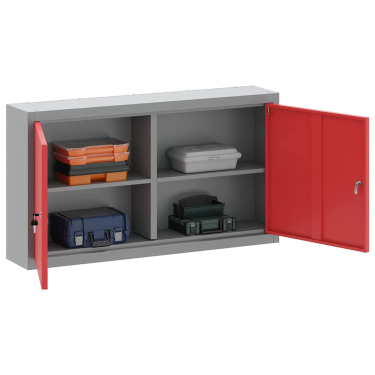 Vidaxl gereedschapskast met plank rood en grijs 100 x 20 x 55 cm staal