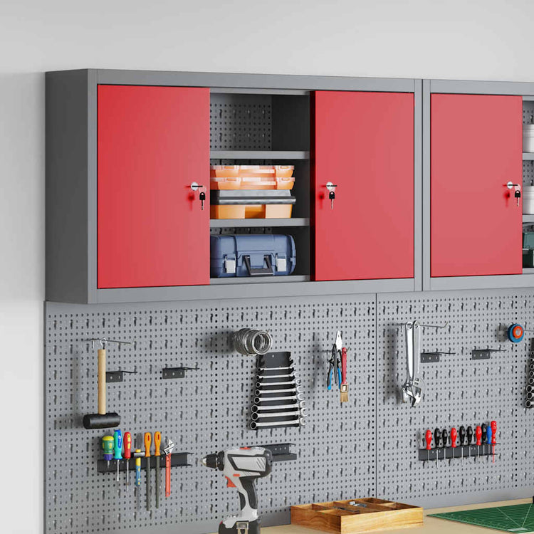 Vidaxl gereedschapskast met plank rood en grijs 100 x 20 x 55 cm staal