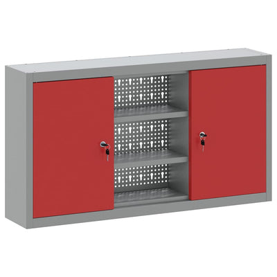 Vidaxl gereedschapskast met plank rood en grijs 100 x 20 x 55 cm staal