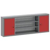 Vidaxl gereedschapskast met plank rood en grijs 150 x 20 x 55 cm staal - afbeelding 2