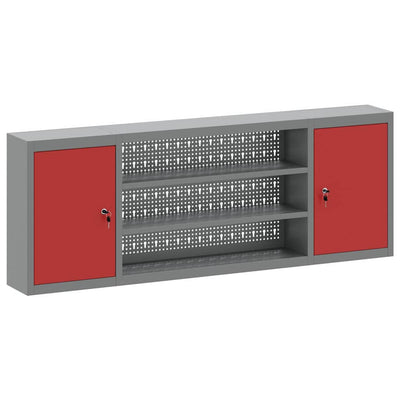 Vidaxl gereedschapskast met plank rood en grijs 150 x 20 x 55 cm staal