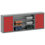 Vidaxl gereedschapskast met plank rood en grijs 150 x 20 x 55 cm staal - afbeelding 3