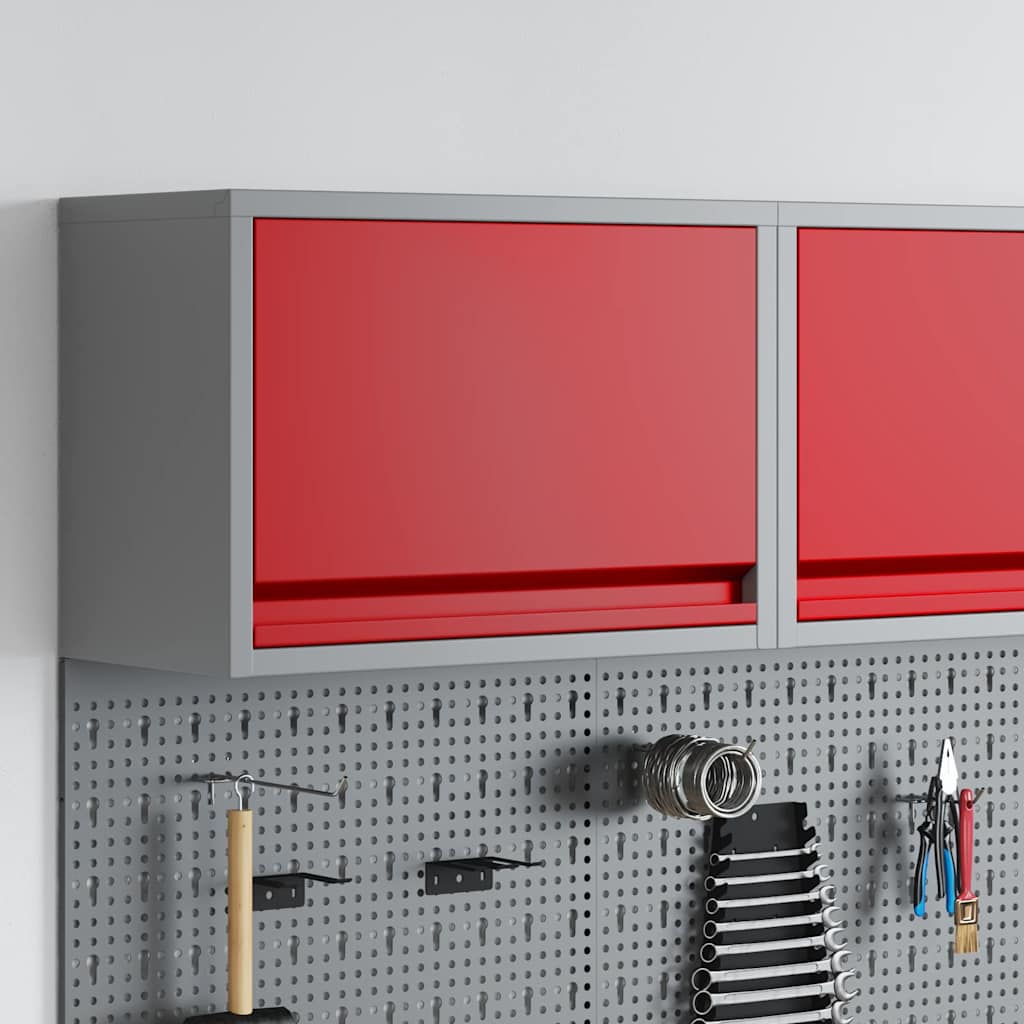 Vidaxl gereedschapskast met opslag rood en grijs 50 x 25 x 35 cm staal