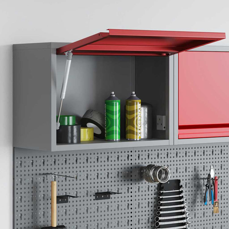 Vidaxl gereedschapskast met opslag rood en grijs 50 x 25 x 35 cm staal
