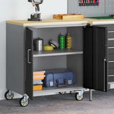 Vidaxl trolley rolling workbench zwart en grijs 75 x 45 x 85 cm - afbeelding 1