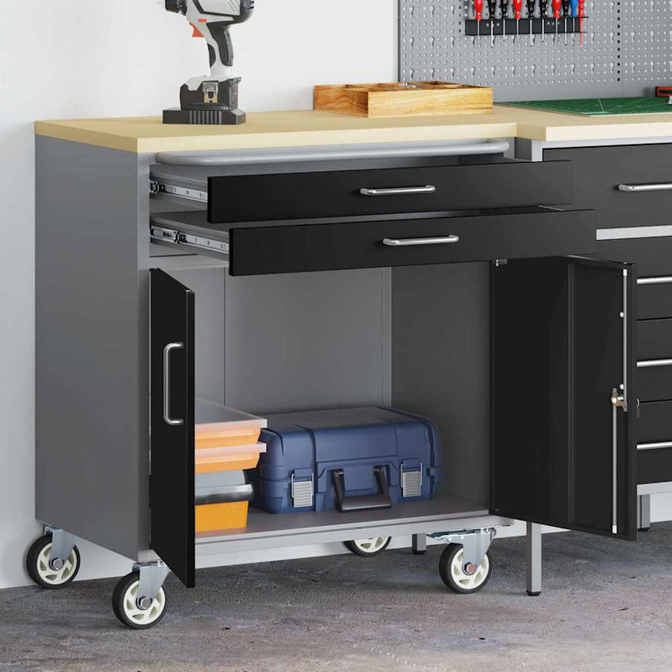Vidaxl trolley rolling workbench zwart en grijs 75 x 45 x 85 cm
