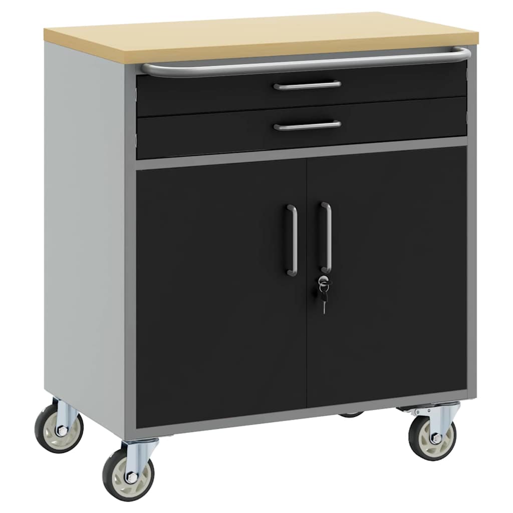 Vidaxl trolley rolling workbench zwart en grijs 75 x 45 x 85 cm