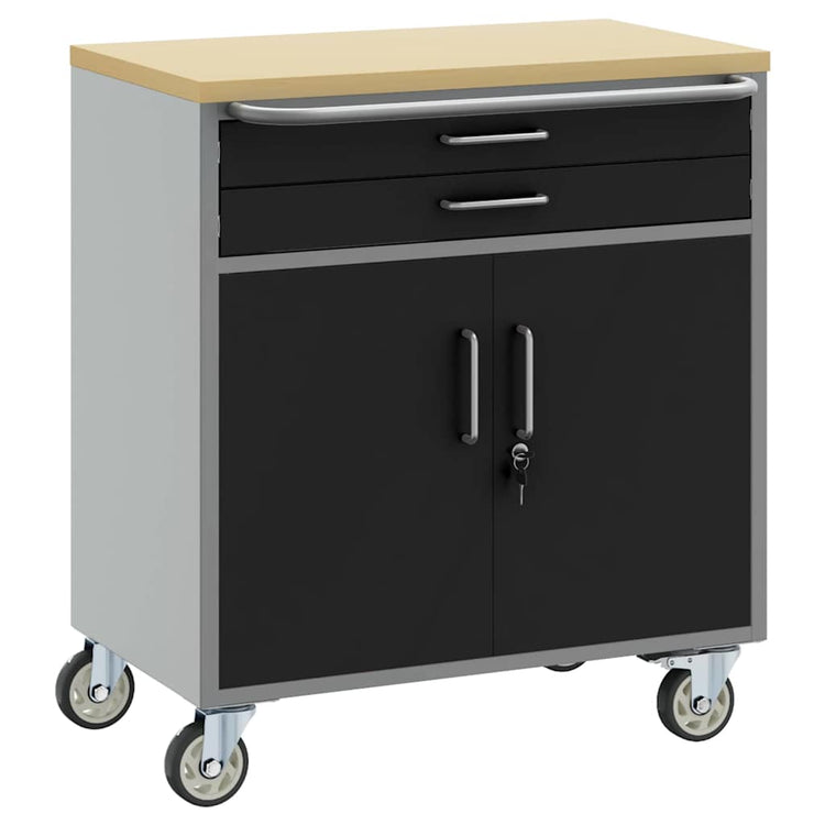 Vidaxl trolley rolling workbench zwart en grijs 75 x 45 x 85 cm