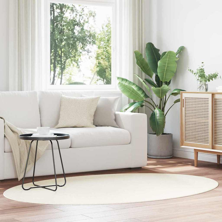 Vidaxl tapijt huarte crèmekleurig 140 x 200 cm 100% polyester