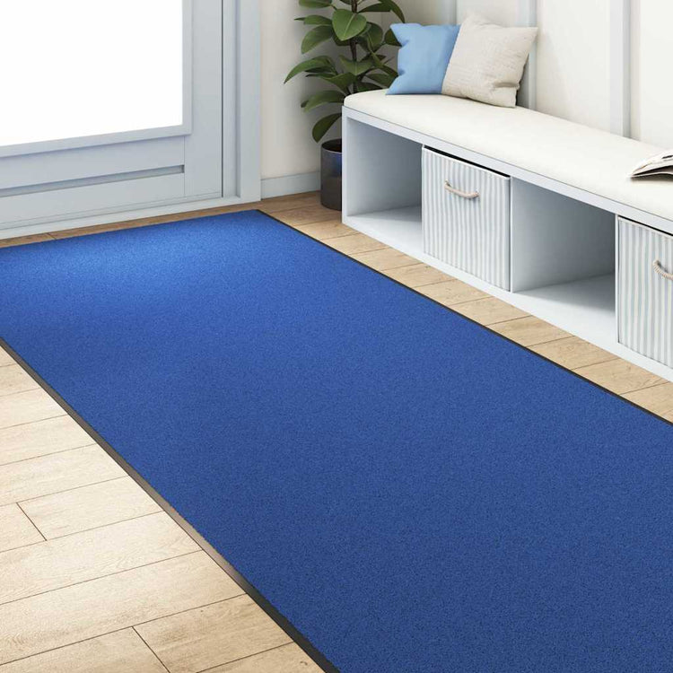 Vidaxl deurmat blauw en zwart 120 x 400 cm 100% polyamide