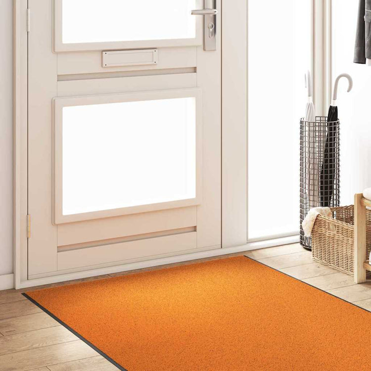 Vidaxl deurmat oranje en zwart 120 x 350 cm 100% polyamide
