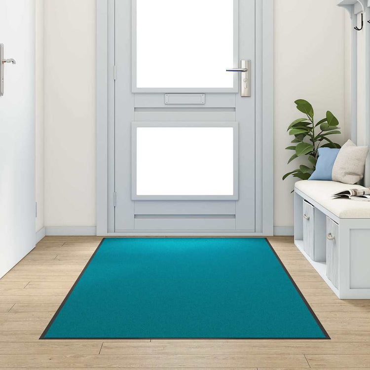 Vidaxl deurmat cyaan en zwart 120 x 250 cm 100% polyamide