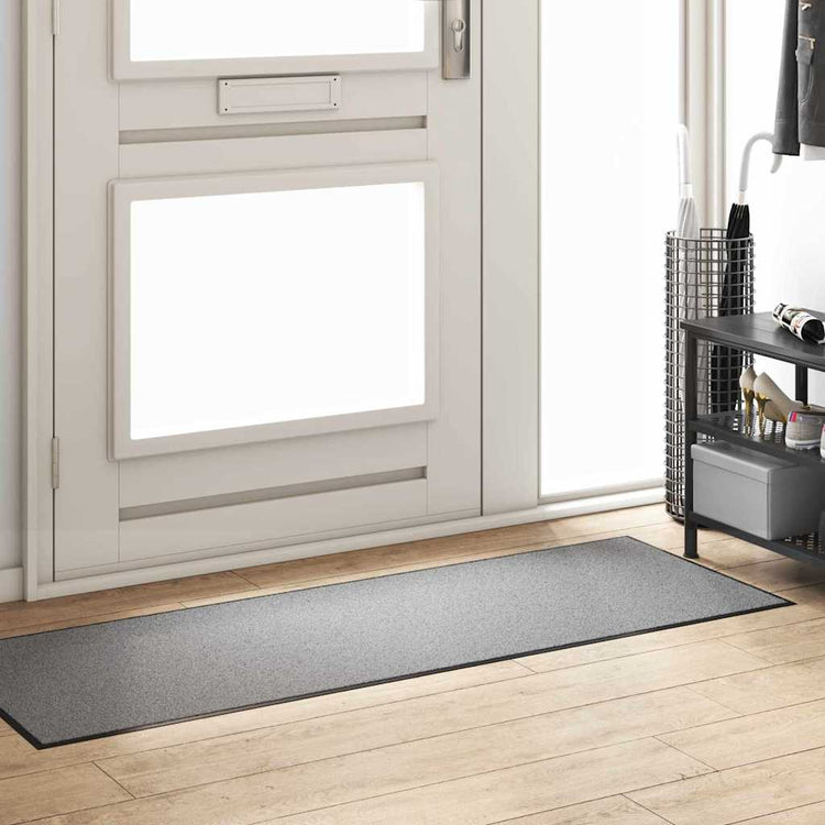 Vidaxl deurmat grijs en zwart 60 x 180 cm 100% polyamide