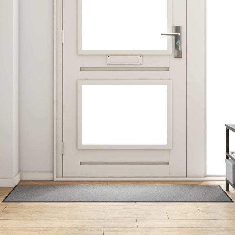 Vidaxl deurmat grijs en zwart 60 x 180 cm 100% polyamide