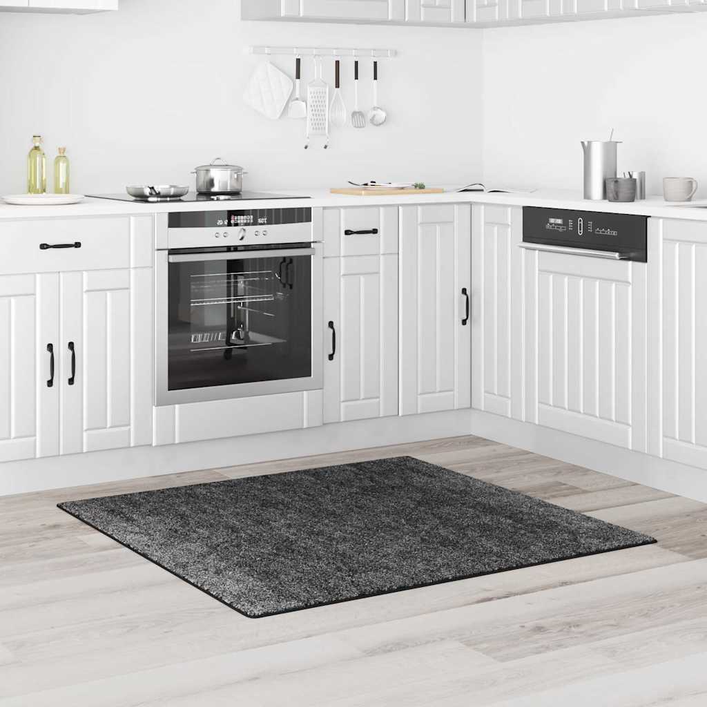 Vidaxl antislip shaggy tapijt donkergrijs 120 x 120 cm pp