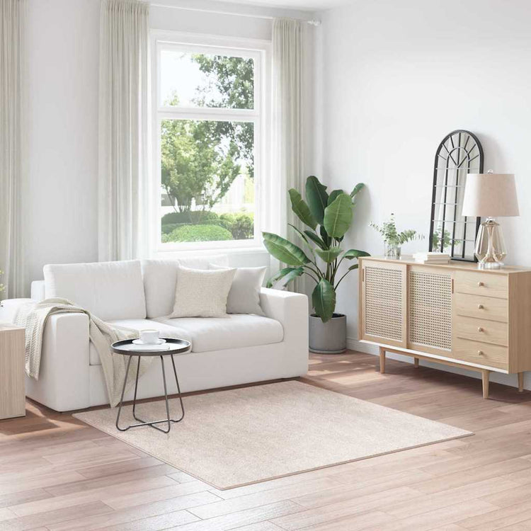 Vidaxl antislip shaggy tapijt crèmekleurig 160 x 160 cm pp
