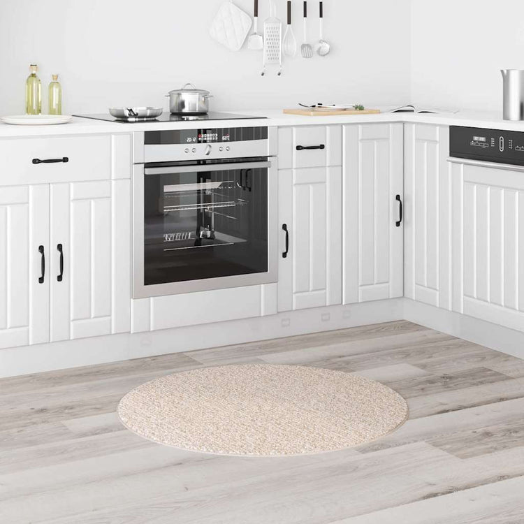 Vidaxl antislip shaggy tapijt crèmekleurig 90 x 90 cm pp
