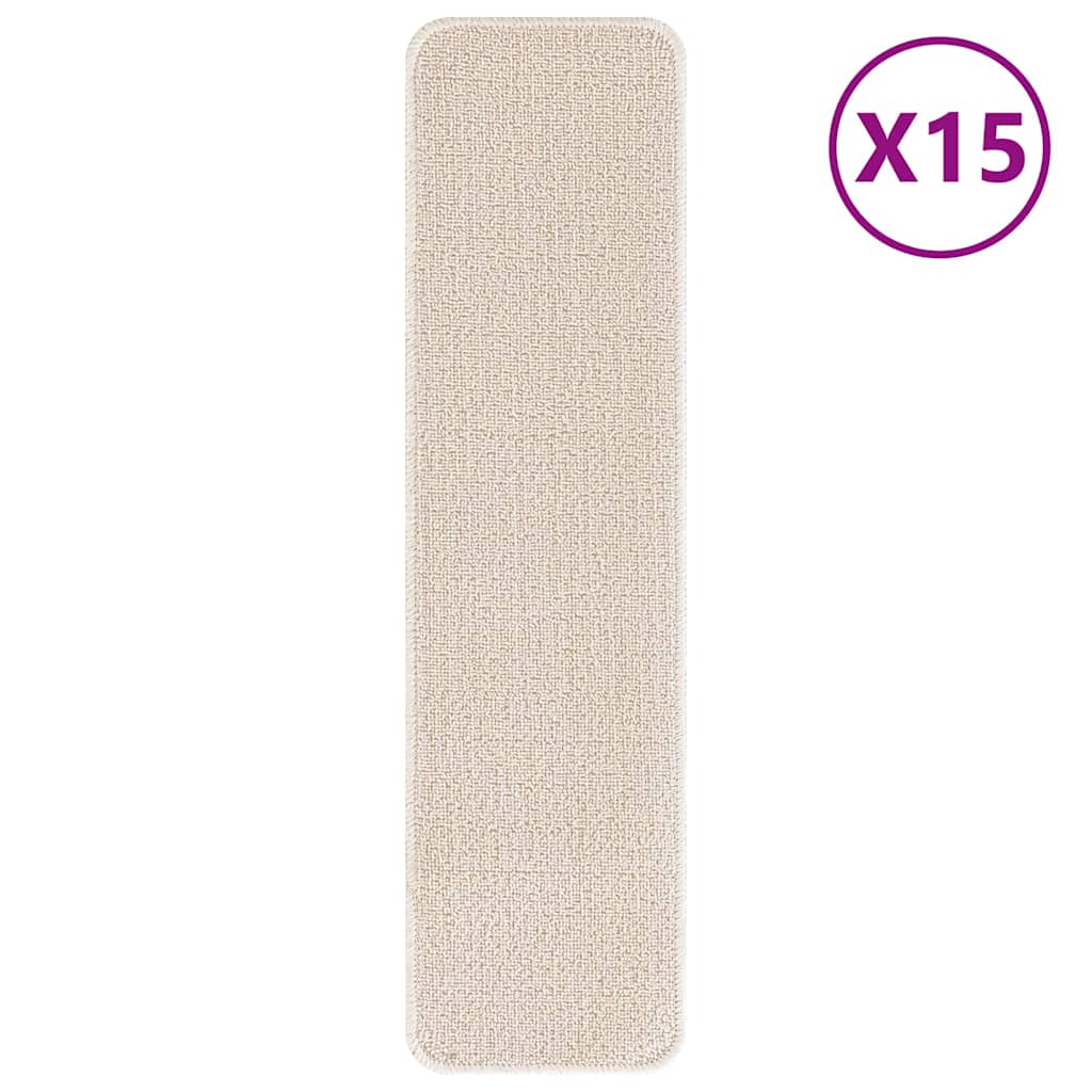 Vidaxl antislip trapmatten rechthoekig 15 pcs crème 75 x 20 cm pp