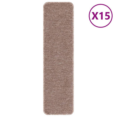 Vidaxl antislip trapmatten 15 st 75 x 20 cm lichtbruin pp rechthoekig
