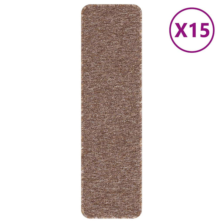 Vidaxl antislip trapmatten 15 st 75 x 20 cm bruin pp rechthoekig