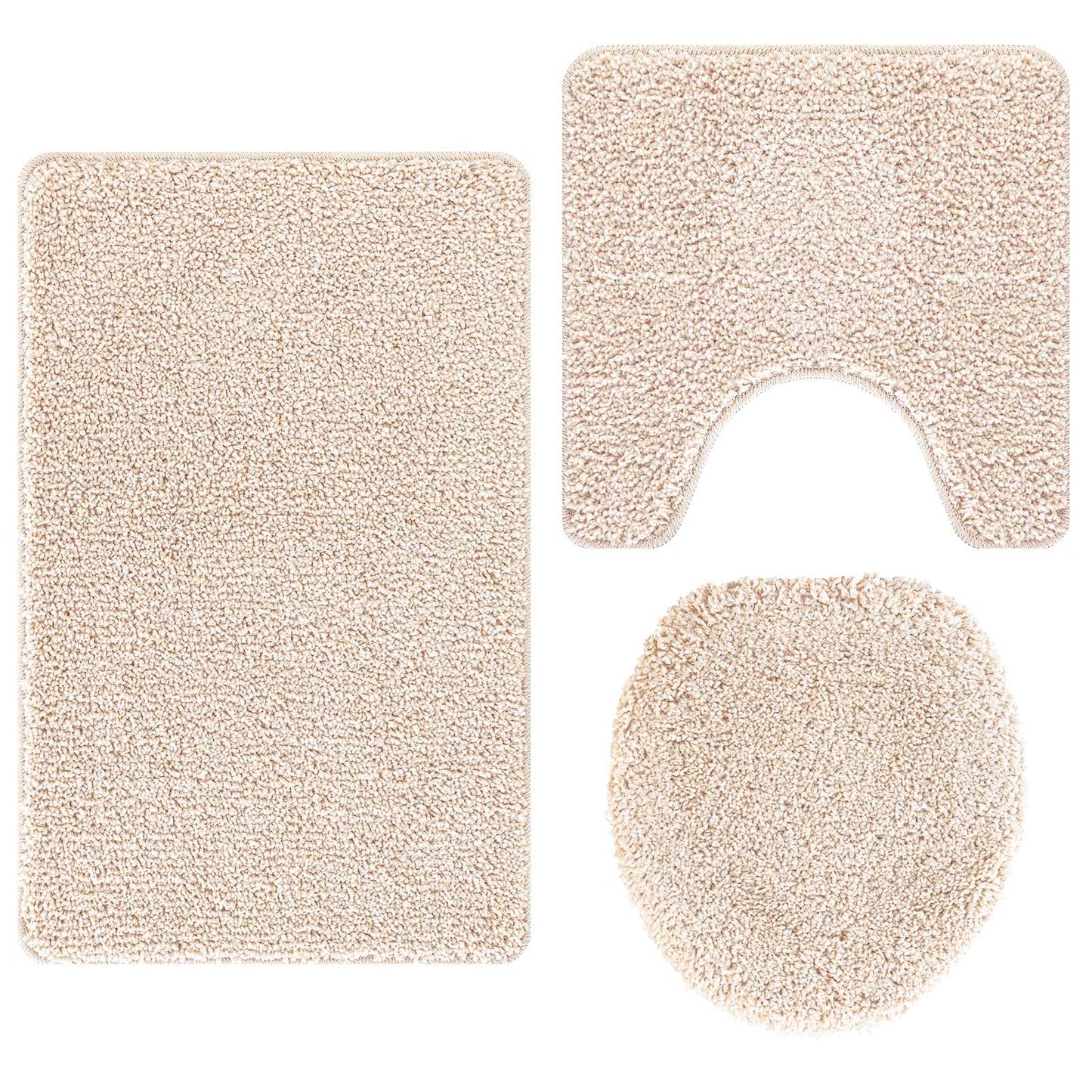 Vidaxl antislip badmat set 3 pcs crème pp