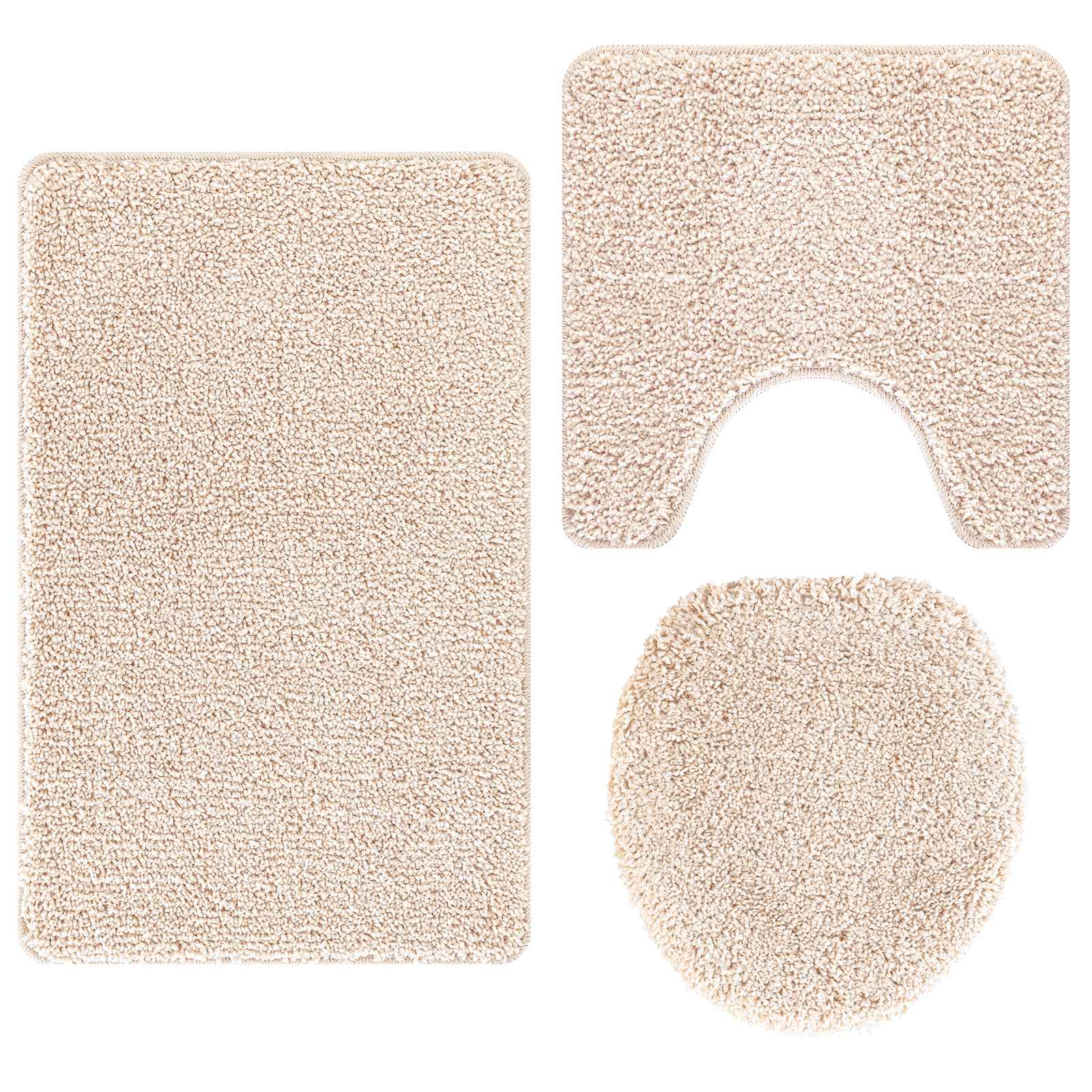 Vidaxl antislip badmat set 3 pcs crème pp