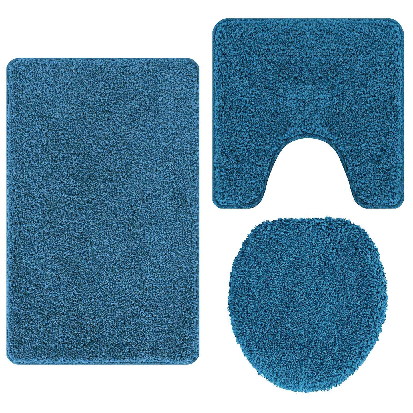 Vidaxl antislip badmat set 3 pcs blauw pp