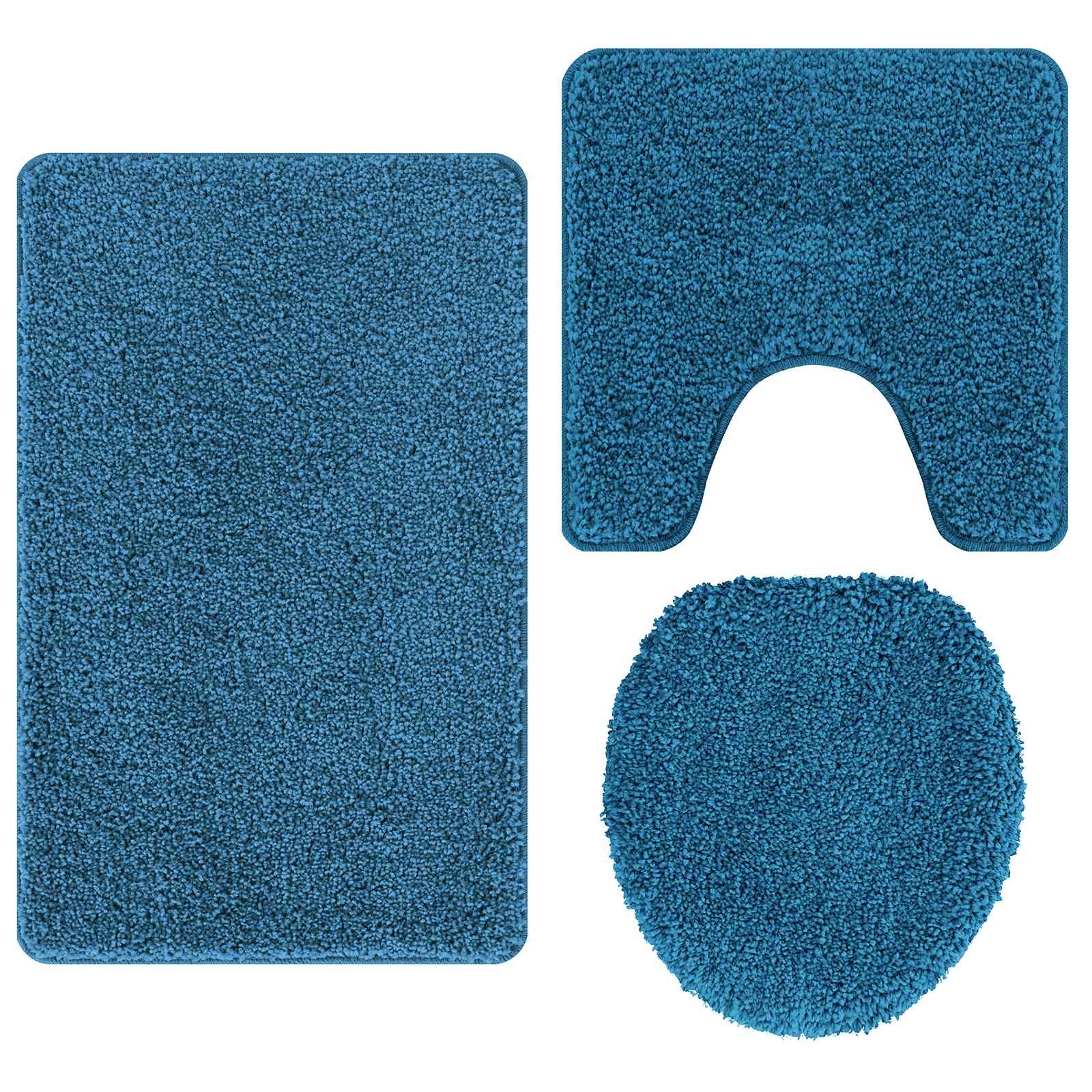 Vidaxl antislip badmat set 3 pcs blauw pp