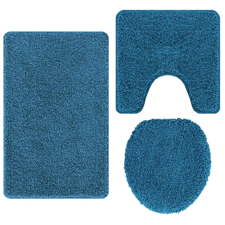 Vidaxl antislip badmat set 3 st blauw 50 x 80 cm pp