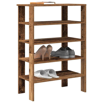 Vidaxl schoenenrek 61x32x87,5 cm bewerkt hout oud houtkleurig