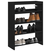 Vidaxl schoenenrek 60x25x81 cm bewerkt hout zwart - afbeelding 1