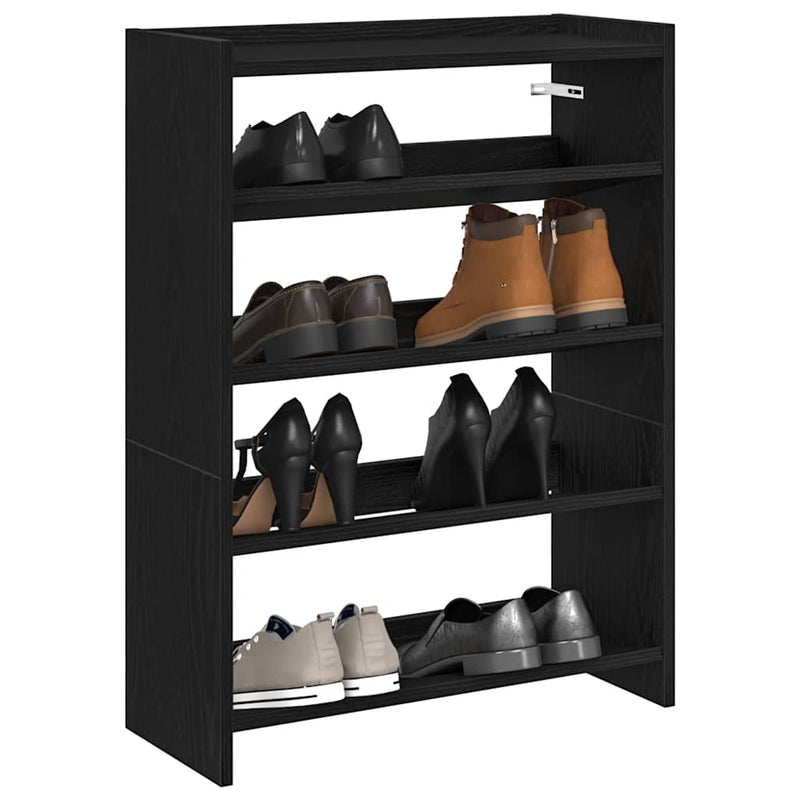 Vidaxl schoenenrek 60x25x81 cm bewerkt hout zwart