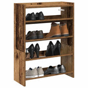 Vidaxl schoenenrek 60x25x81 cm bewerkt hout oud houtkleurig - afbeelding 1