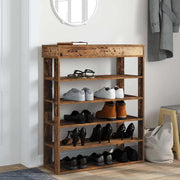 Vidaxl schoenenrek 80x30x98 cm bewerkt hout oud houtkleurig - afbeelding 3