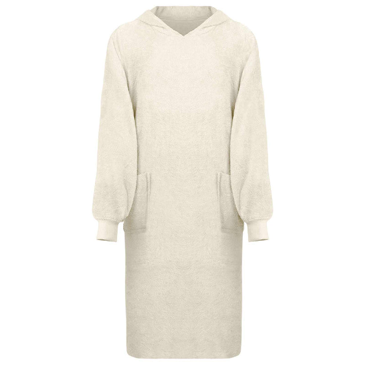 Vidaxl deken hoodie kinn crème xl katoen