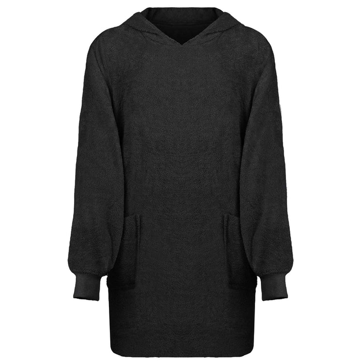Vidaxl deken hoodie kinn zwart l katoen