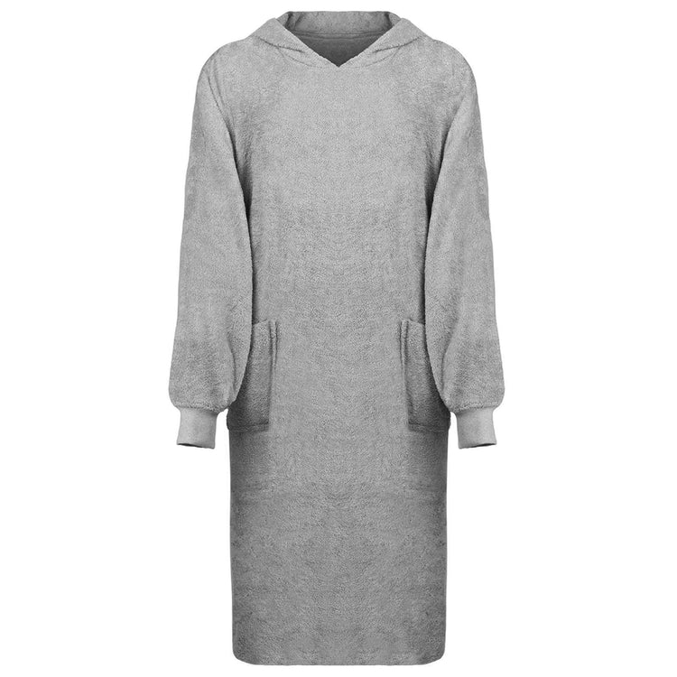 Vidaxl deken hoodie kinn grijs xl katoen