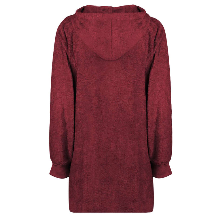 Vidaxl deken hoodie kinn rood l katoen