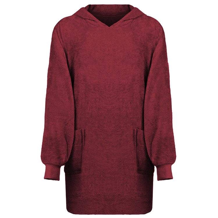 Vidaxl deken hoodie kinn rood l katoen