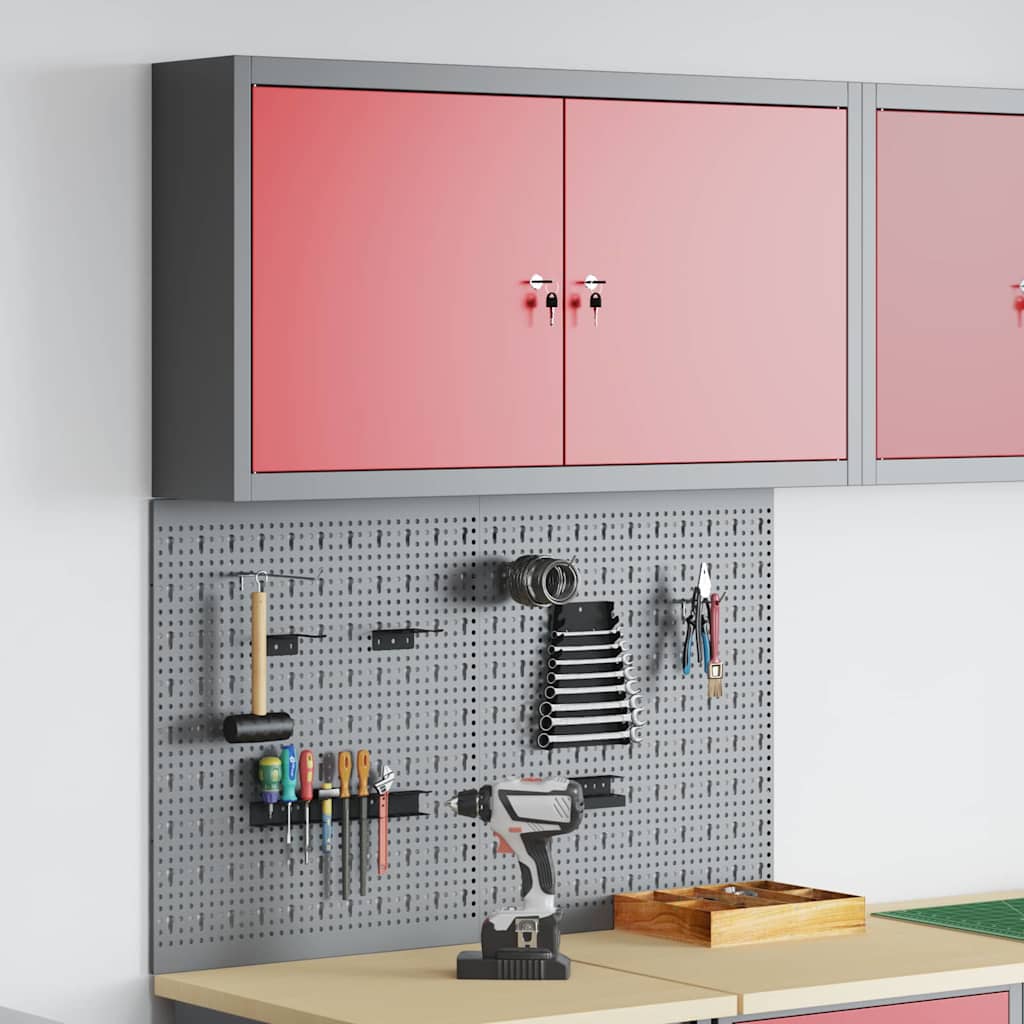 Vidaxl gereedschapskast set met plank 3 st rood gepoedercoat staal