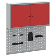 Vidaxl gereedschapskast set met plank 3 st rood gepoedercoat staal - afbeelding 2