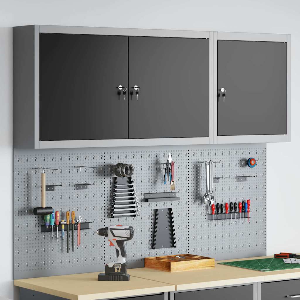 Vidaxl gereedschapskast set met plank 5 st zwart gepoedercoat staal