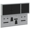 Vidaxl gereedschapskast set met plank 5 pcs zwart gepoedercoat staal
